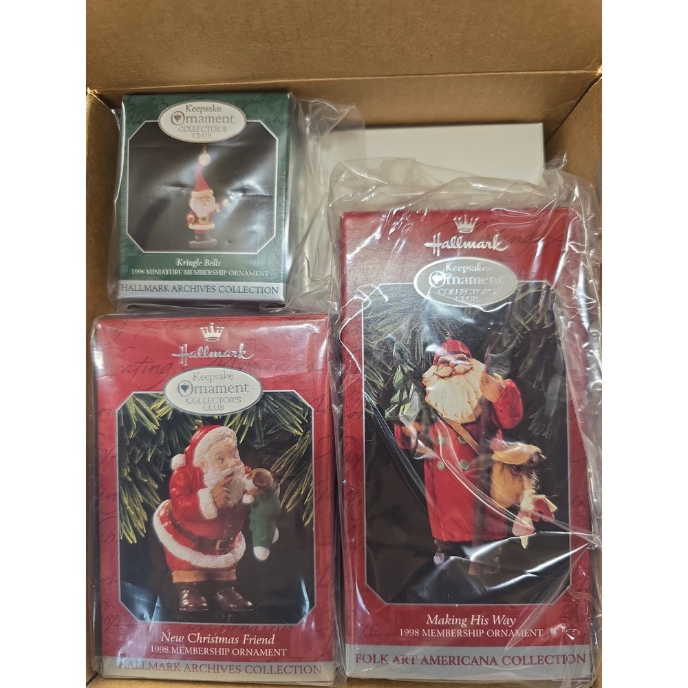 1998 Hallmark Keepsake Ornament Club Membership Kit 3 Ornaments NEW
